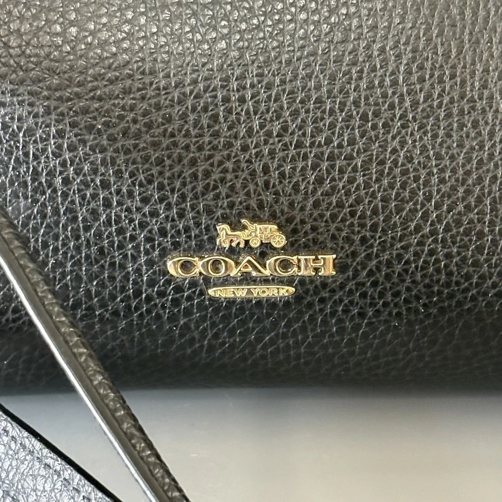 Coach Purse Brooke Chain Carryall Black Polished Pebble Leather EXCELLENT!